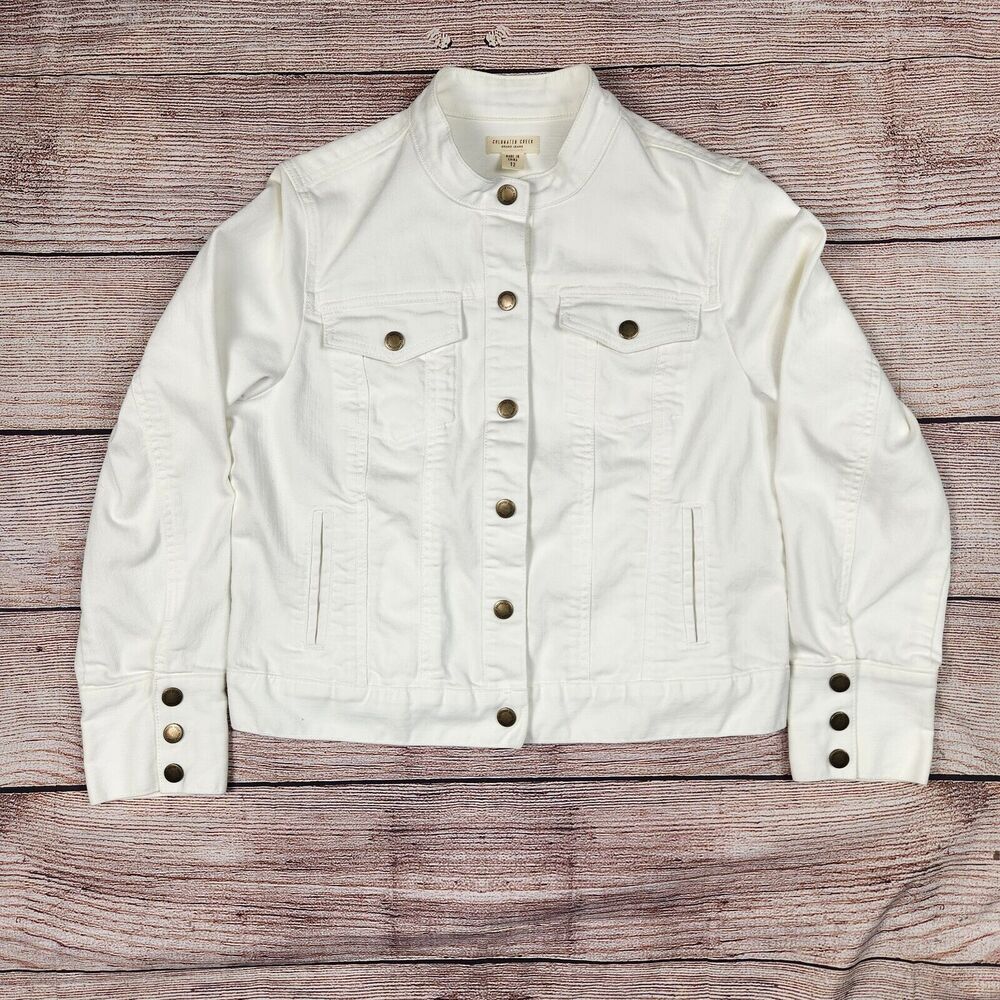 Coldwater Creek White Denim Jean Jacket Womens Size 12